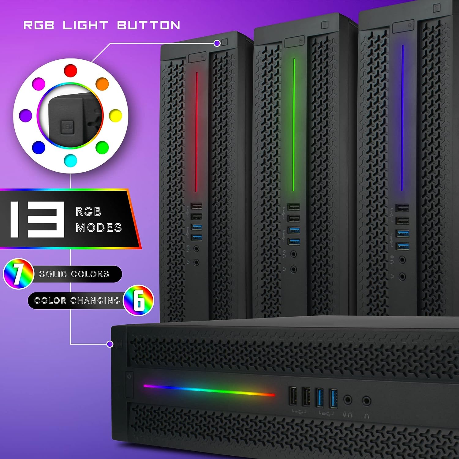 Periphio Iris Gaming PC Desktop Computer w/RGB Lighting | Intel Core i5-4690 3.9Ghz Turbo | GT 730 (2GB) | 8GB RAM | 500GB SSD |